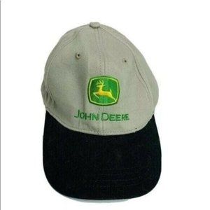 John Deere Baseball Hat Adjustable Strap Green Gray Black Deer Logo